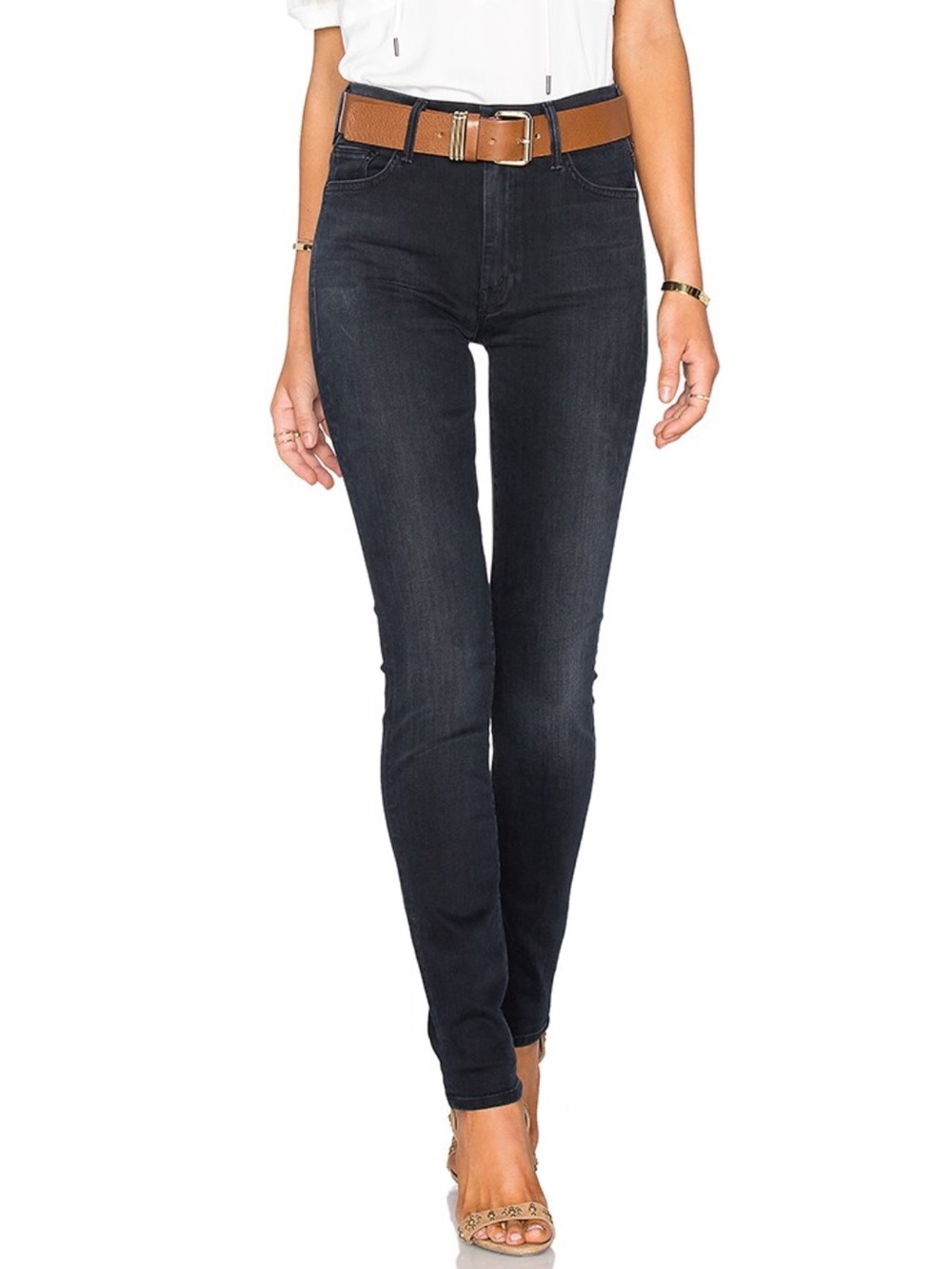 MOTHER The High Waisted Looker Black Jeans Size 25 Blackbird